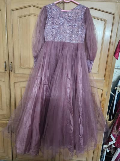 Long net lilac maxi