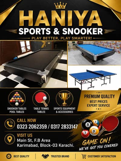 Haniya Snooker Factory| football Games |Table Tennis | Carrom Board