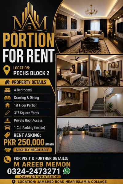 PORTION 4BED DD WITH ROOF FOR RENT