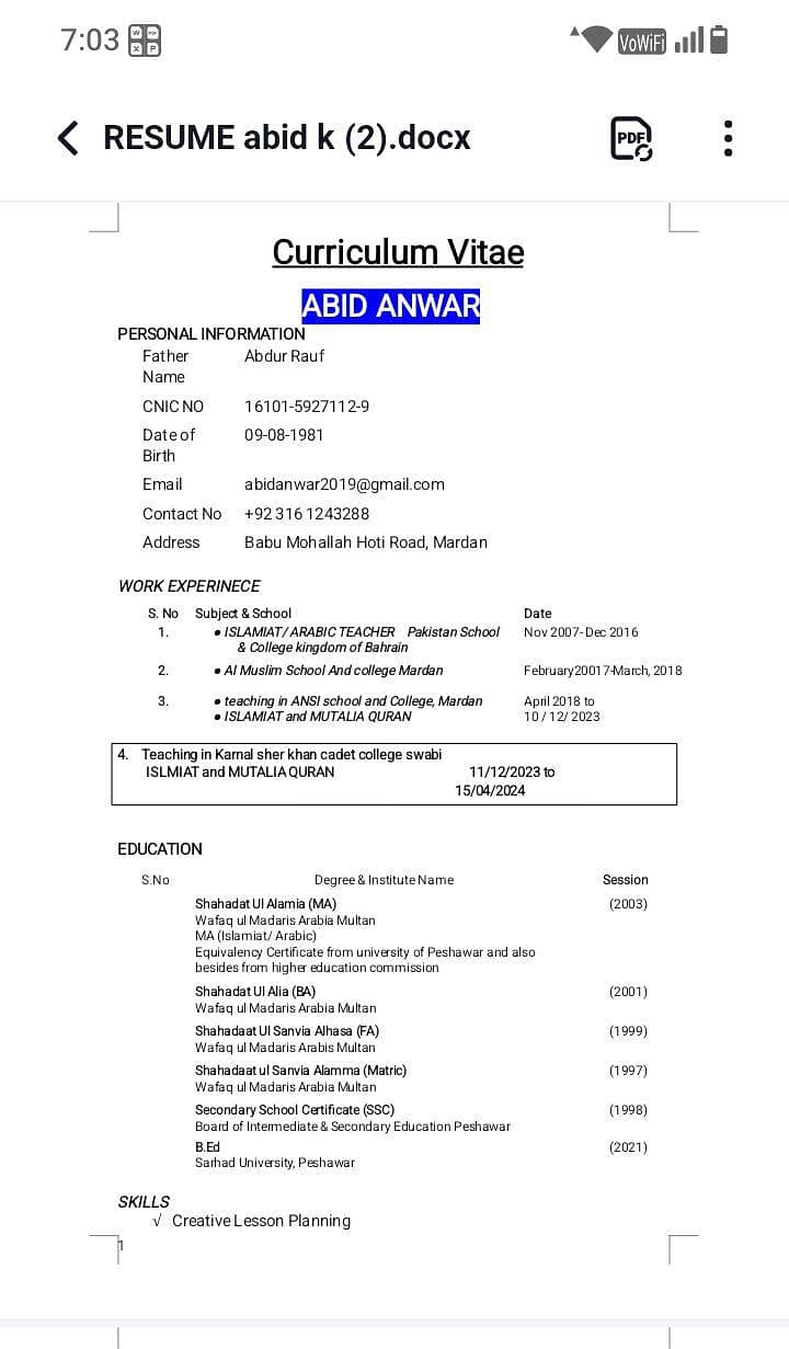 اسلامیات ٹیچر جس کو ضروت ہو رابطہ کریں یا کوئی اور کام ہو 0
