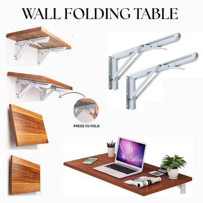 Heavy Duty Folding Shelf Bracket Wall Mounted Table Stand Hinge Pair