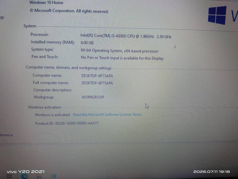 Dell i5 4th generation 3