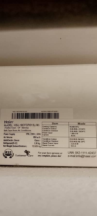 Haier new AC whatsap number 03010467810