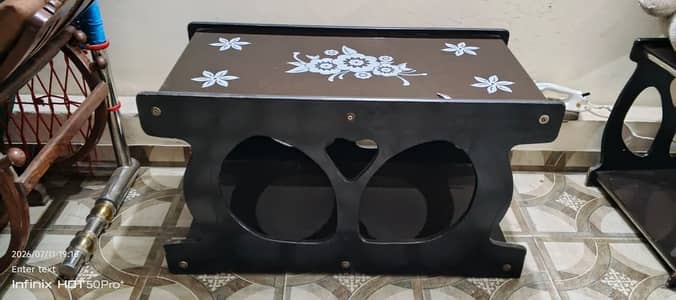 Living Room Center Table – Wooden & Glass Top