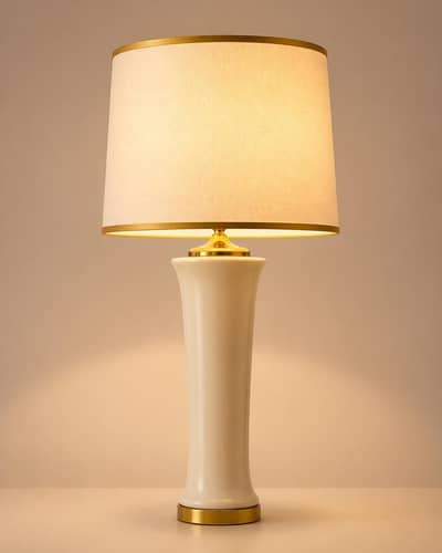 Table Lamp || Ceramic Table Lamp || Cream & Gold Table Lamp ||