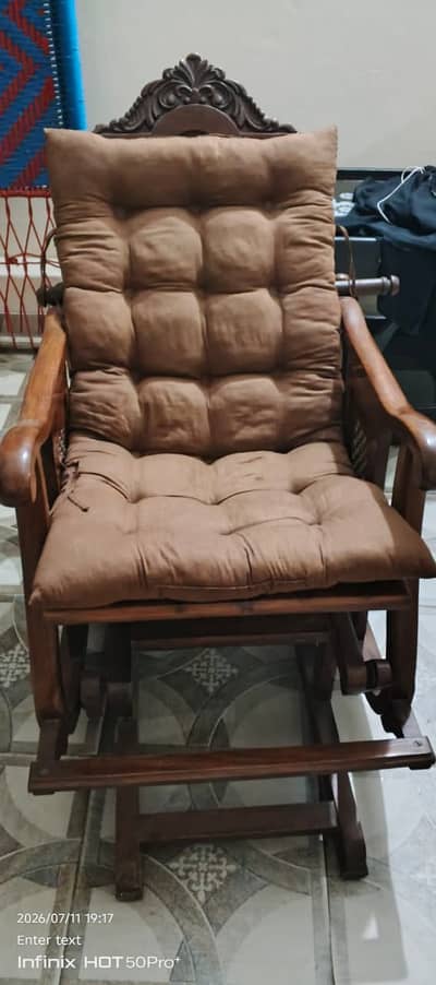 Solid Sheesham Wooden Rocking Chair with Cushions – Excellent Conditio