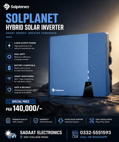 Solplanet Hybrid Solar Inverter | Dual MPPT | Smart Monitoring