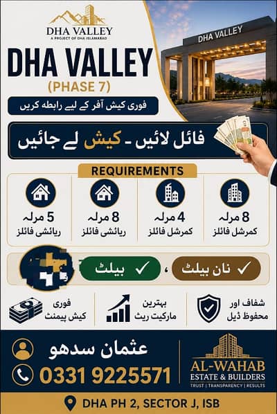 For Sale 8 Marla Residential Plot File Sector Lilly In DHA Valley Phase 7 Islamabad Good Time For Invest Future Profit Able