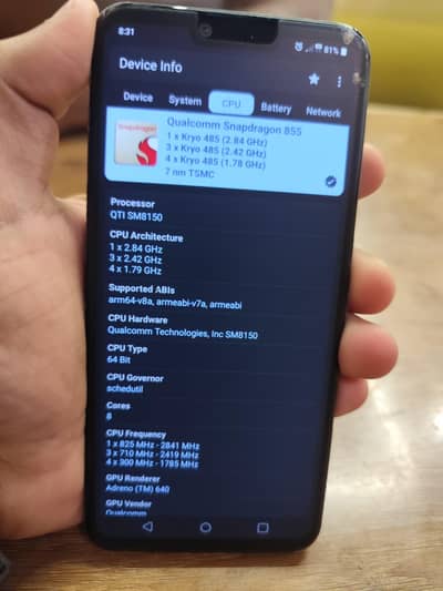 LG G8 ThinQ gaming phone pubg 60 fps snapdragon 855 PTA exchange poss