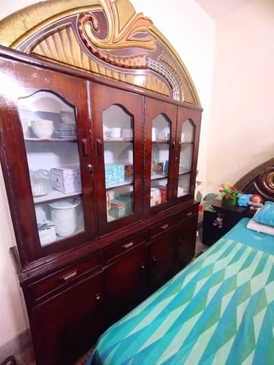 double bed  and show case and mirrors