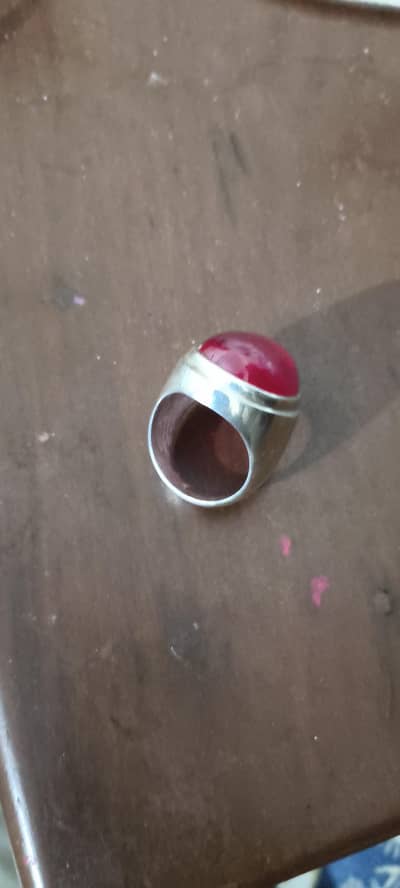 silver ring with red yakoot