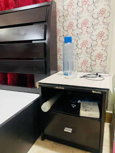 king size bed 2side table and 2 door wardrobe without mattress