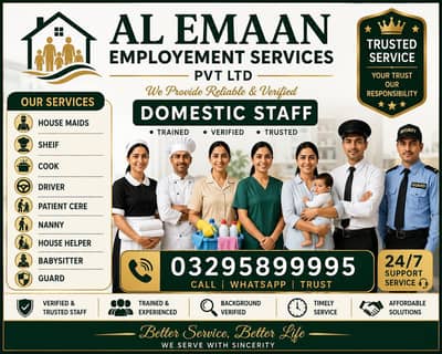 verify:House maids, sheif, guards ,cooks ,nannys, patient cere,baby