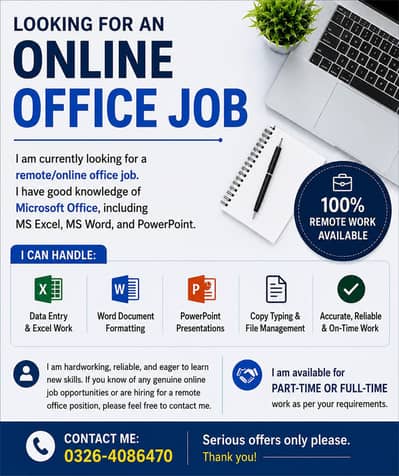 Looking for an online Office job.