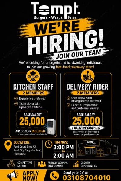 Delivery Rider needed for fast food restaurant
