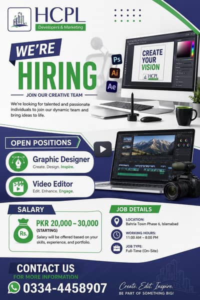 Hiring graphic designer and video editor