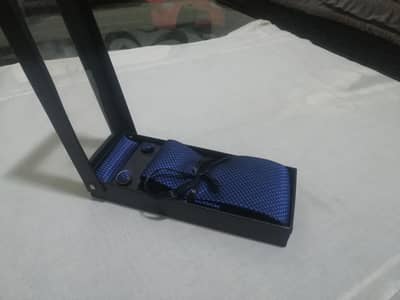 tie, cuff links, attire gift set deep blue color