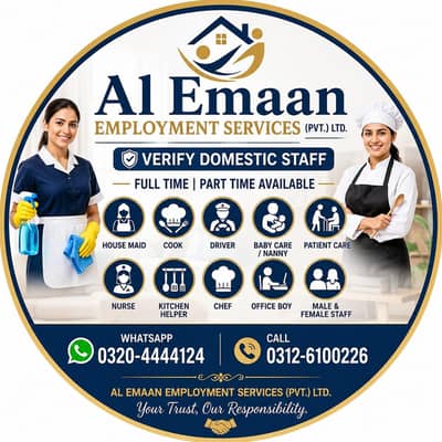 Verified. House . Maid . Cook . Babysitting. Nurse . Chef . Kitchen Helper