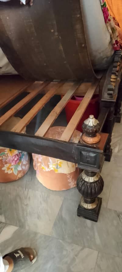 bed with side table