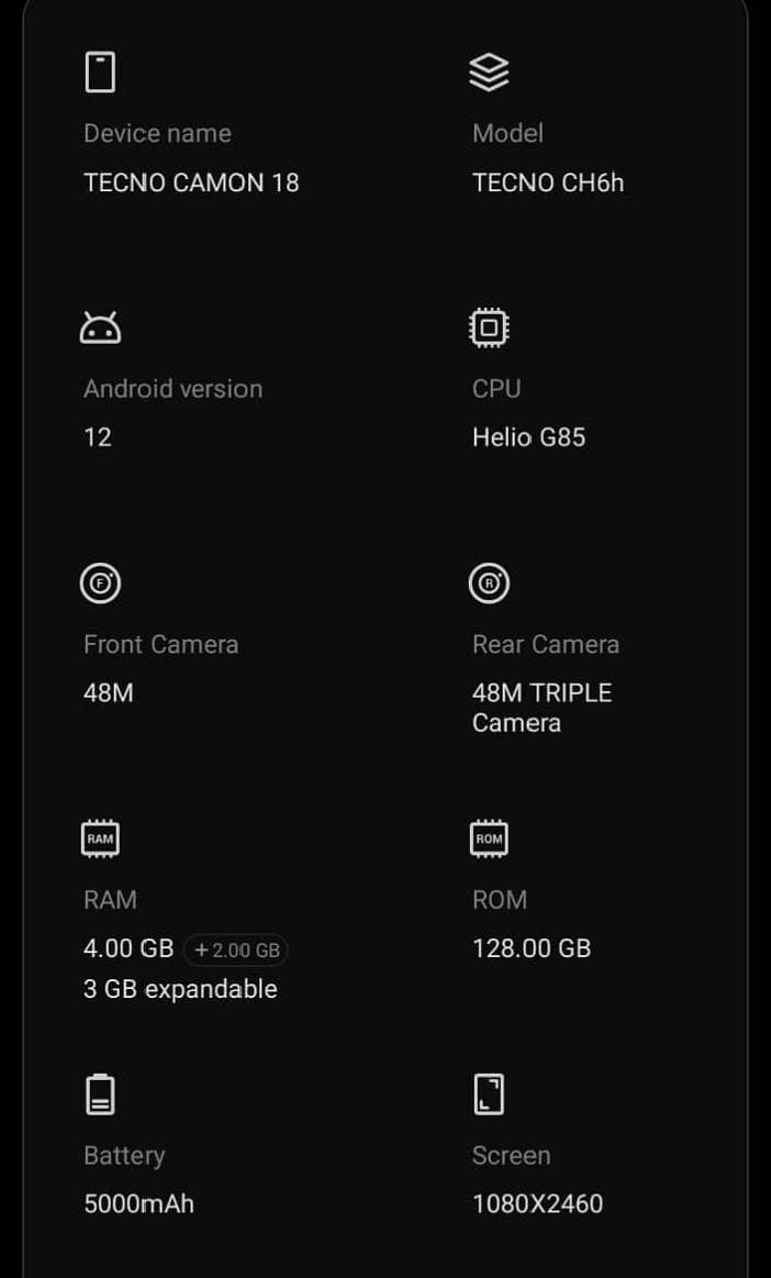 Tecno Camon 18 6