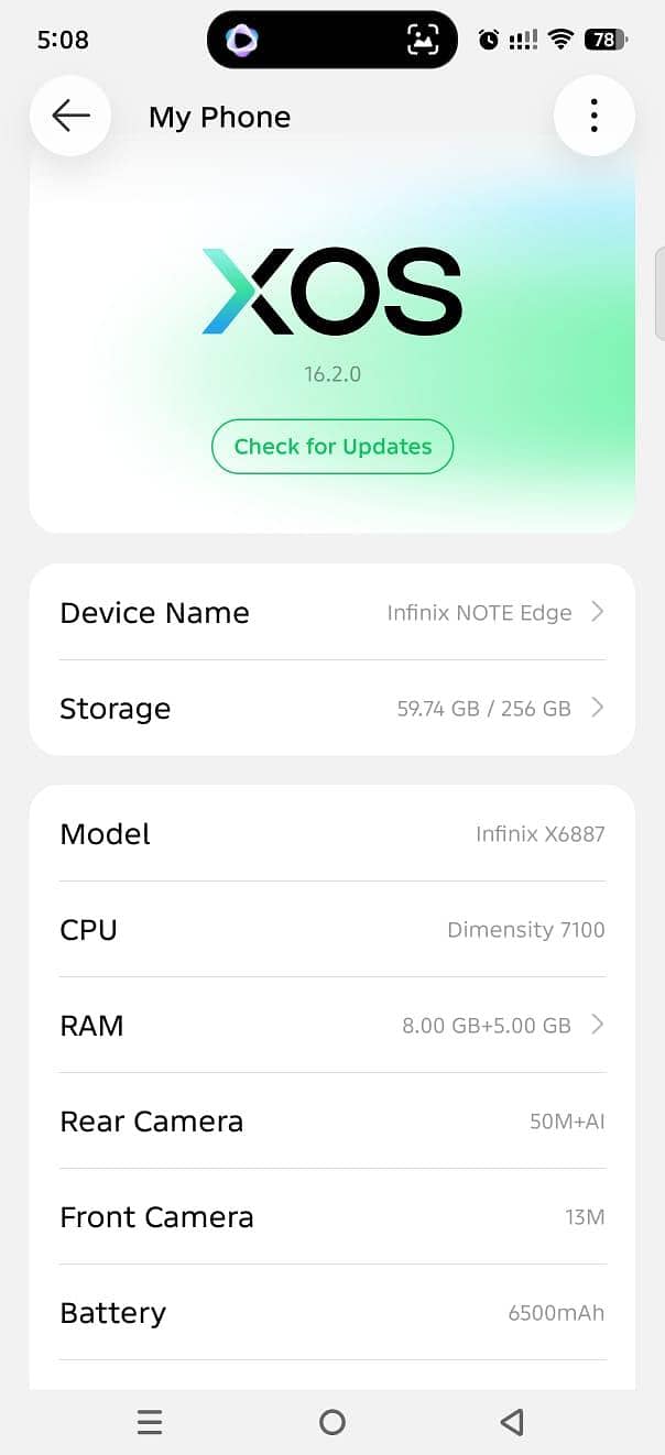 Infinix Note edge 5