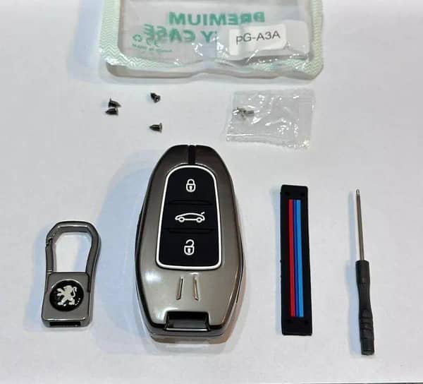 CAR PEUGEOT METAL KEY COVER DUST PROOF SCRSTCH PROOF LOOK ELEGANT