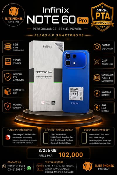Infinix note 60 pro 8/256GB | official PTA approved | amma tower F 97A