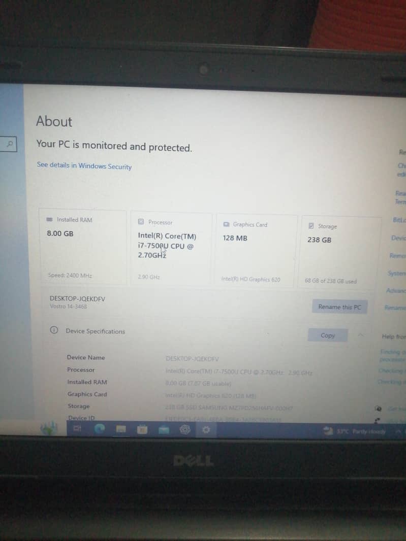 Dell laptop core i7 7generation 6