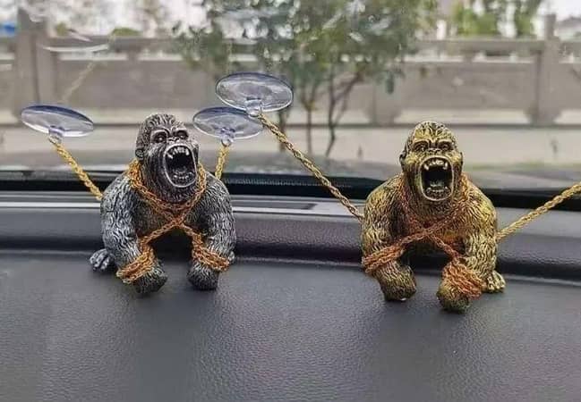 CAR DASHBOARD DECORATION GORILLA IN TWO COLOURS Gorilla Car Accessories Dashboard Decorations, Car Decorations with Non-Slip Mat