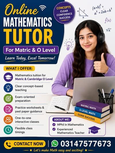 Online Mathematics Tutor | Matric & O Level