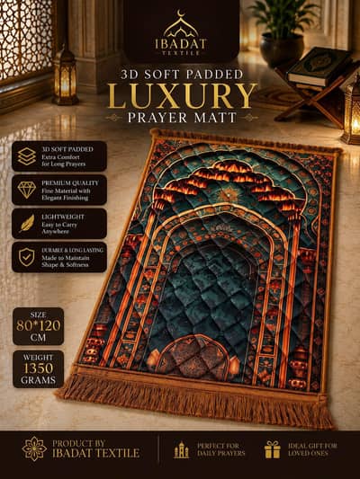 Premium Soft Padded Janamaz|Thick Comfortable Muslim Prayer Rug