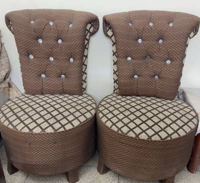 2 Comfortable Brown Sofa Chairs with Small Table,Best for bed Room
