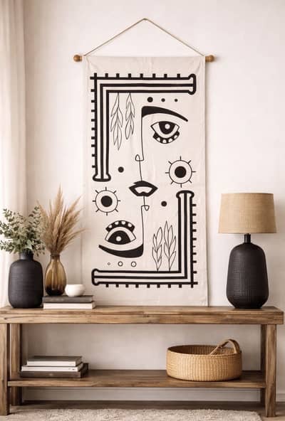Hand-Painted Abstract Scroll Wall Art