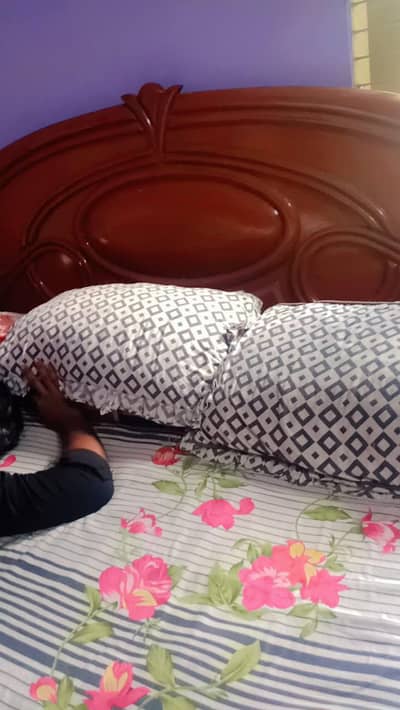 Master size wooden bed for sale• without mattress