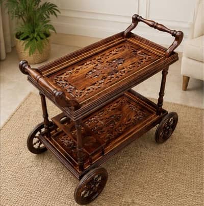 wooden tea trolley