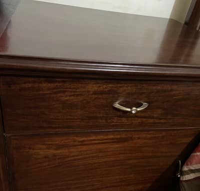 Queen Bed with two side tables.