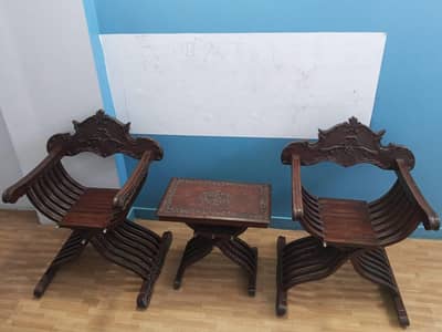 Antique Wooden Chair and Table