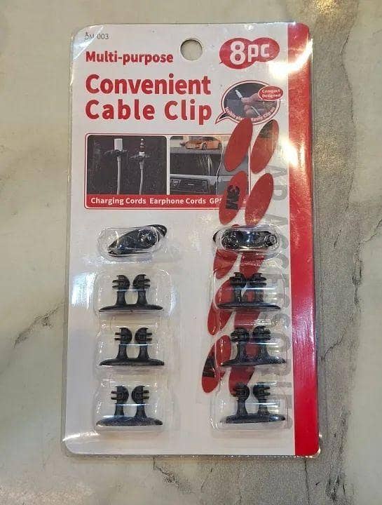 Multipurpose Convenient Cable Clips – Self-Adhesive Wire Organizer (Pack of 8)