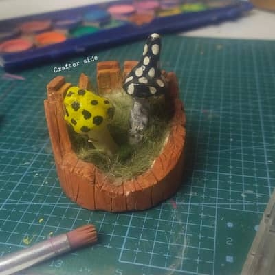 Miniature Handmade Mushroom Diorama by Crafter Side( Artist)