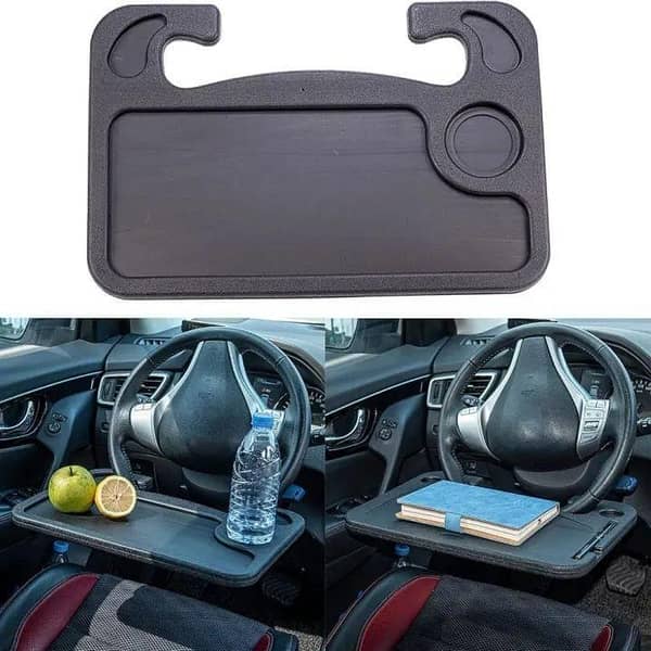 Car Steering Wheel Tray Table,Multi-Functional Portable 2 in 1 Car Steering Wheel Tray,Laptop Work,Eating Food,Fits Most Vehicles Steering Wheels