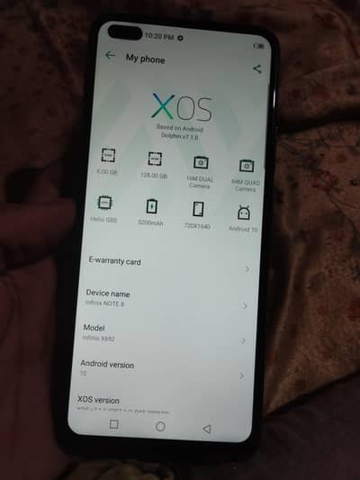 infinix note 8 6 128gb hai back change panel B sat box hai bas fingr N
