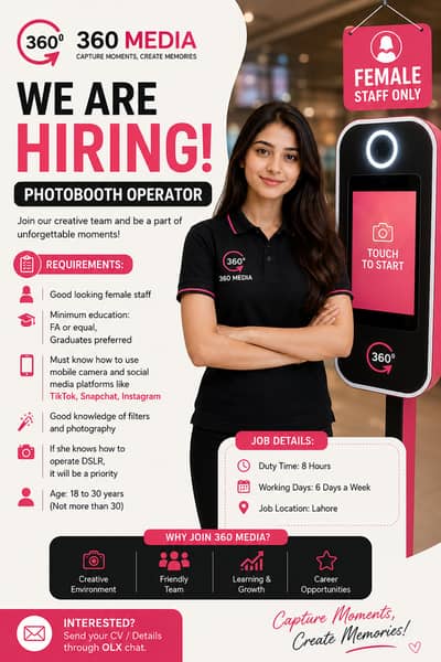Female Photo Booth Operator Required