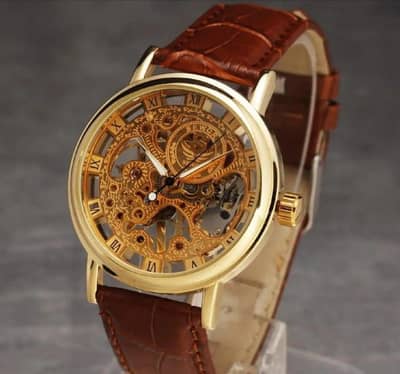 brown leather formal watch
