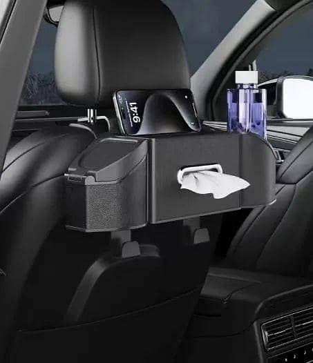 CAR BACK SEAT STORAGE ORGANIZER WITH TISSUE BOX CUP HOLDER MOBILE HOLDER HANDBAG HANGING BOTTLE HOLDER PACK OF ONE BACK SEAT ORGANIZER