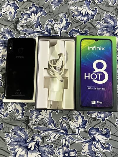 Infinix Hot 8 with original box and charger