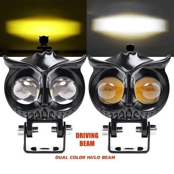 CAR UNIVERSAL OWL SHAPE LED LIGHT WHITE YELLOW AND FLASH