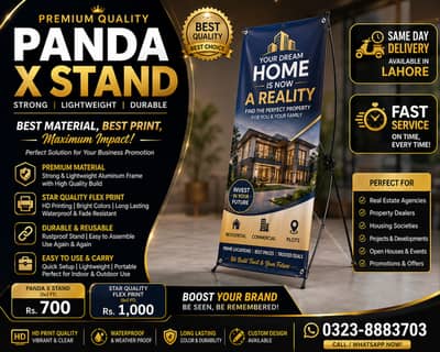 Premium Panda X Stand (5x2), Star Quality Flex | Best Price in Lahore