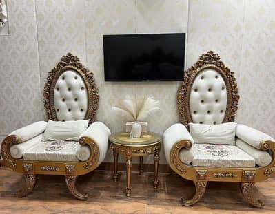 Luxury Royal Throne Chairs (Set of 2) – Premium Gold Finish