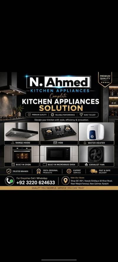 All types of Imported Hobs, Hoods, Sinks, Ovens, Geysers