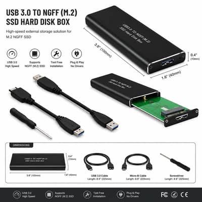 M. 2 SSD to USB 3.0 Enclosure/Case , super speed 6GB/s | New